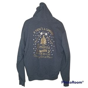 JERZEES Full Zip Long Sleeve Hoodie Sweatshirt with Gold Texas Campfire Letters